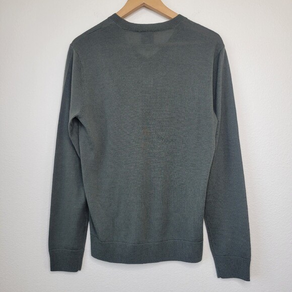 Armani Exchange Virgin Wool V-Neck Sweater Mens Med Green Preppy Lightweight - Picture 6 of 12